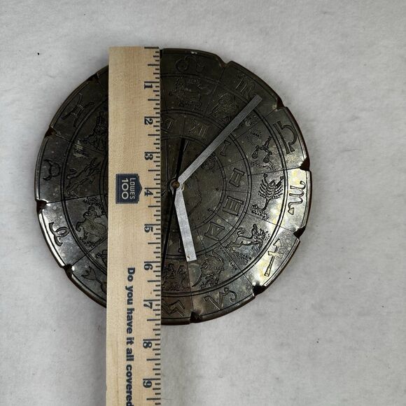 Astrology Zodiac sign navigation Sundial Metal Wood clock 7” - Picture 8 of 8